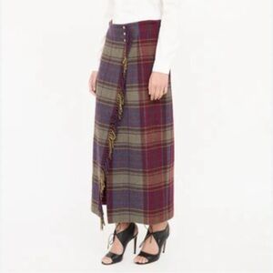 Ralph Lauren red and blue tie front  wool maxi skirt